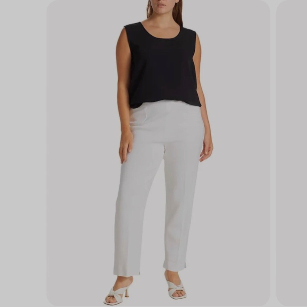 MING WANG KNIT ANKLE PANTS KNIT PULL ON PANTS ELASTIC WAIST STRAIGHT LEG PANTS
